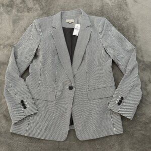 NWT Ann Taylor LOFT Cotton Seersucker Tailored Blazer Jacket Women's 8
